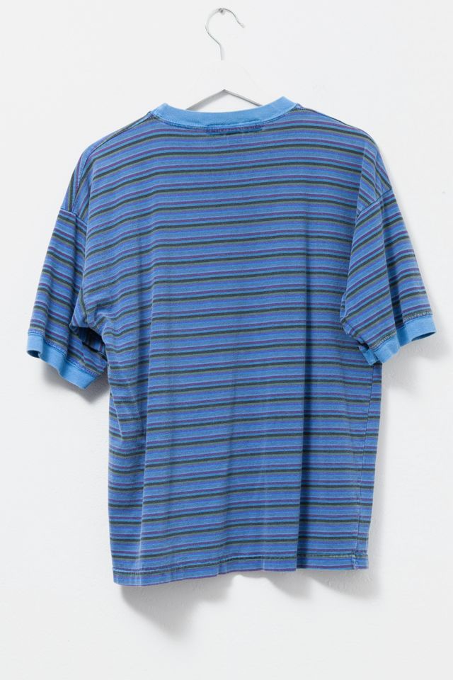 Vintage 1990s Blue Stripped Cotton Ringer T-Shirt #1