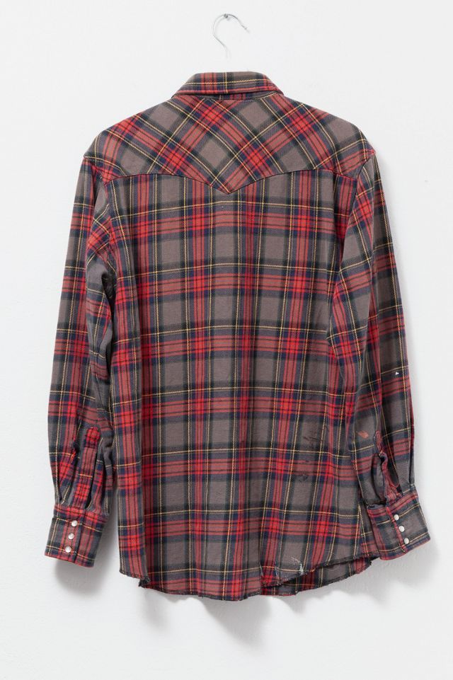 Vintage 1990s Distressed Wrangler Plaid Button-Up Shirt #1