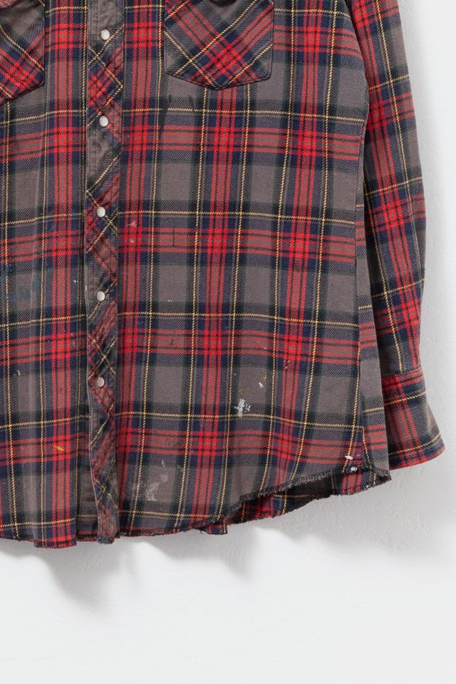 Vintage 1990s Distressed Wrangler Plaid Button-Up Shirt #3