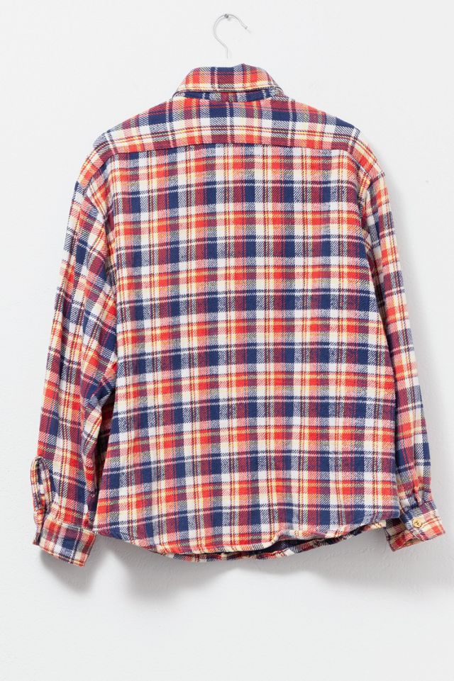 Vintage 1960s Distressed Plaid Button-Up Shirt #1