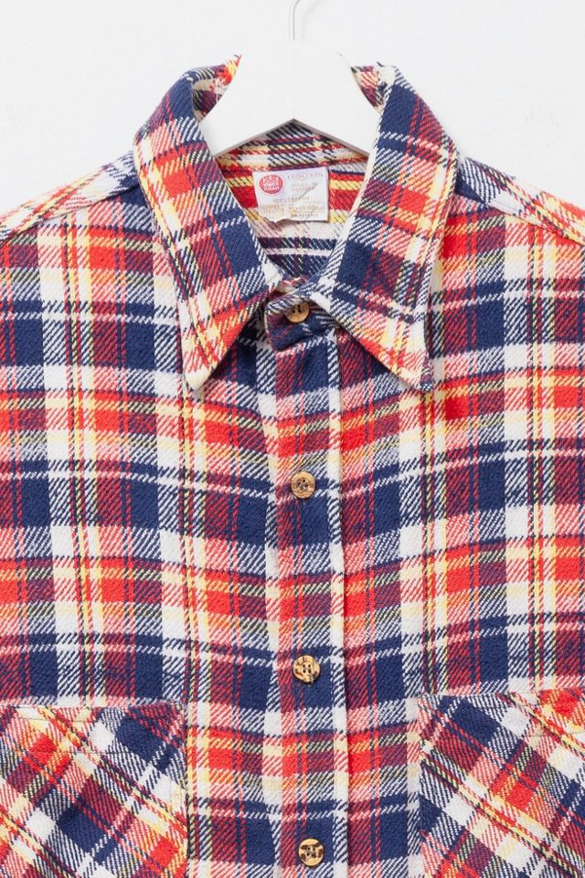 Vintage 1960s Distressed Plaid Button-Up Shirt #2