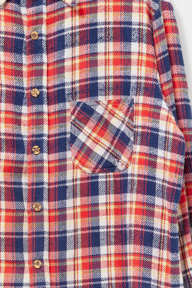 Vintage 1960s Distressed Plaid Button-Up Shirt #3