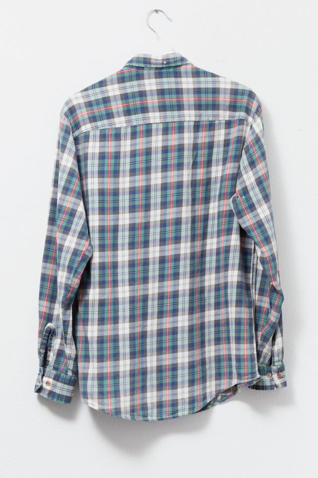 Vintage 1990s Distressed Plaid Cotton Button-Up Shirt #1