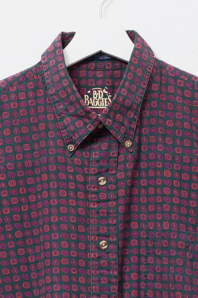 Vintage 1990s Purple Print Button-Up Shirt #2