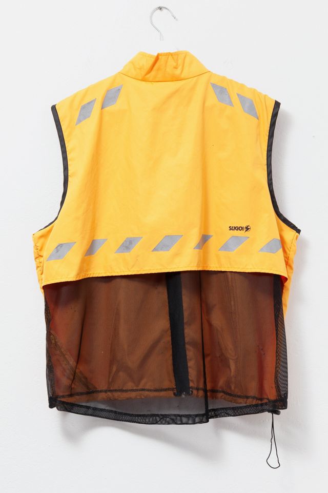 Vintage 1990s Distressed Orange Reflective Cycling Vest #1