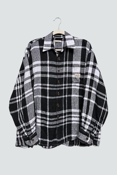 Our Legacy Workshop x Stussy Black Linen Plaid Shirt