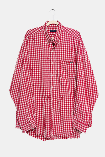 Rm&Ntmです。 Nautica Japan Red Gingham Plaid Oversized Distressed Shirt | Urban