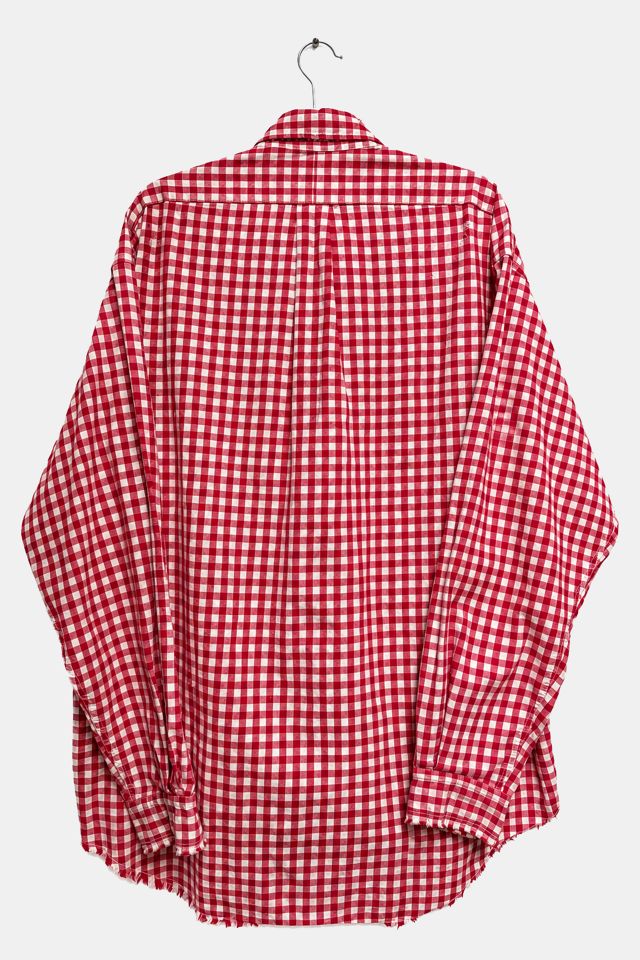 Nautica Japan Red Gingham Plaid Oversized Distressed Shirt #1