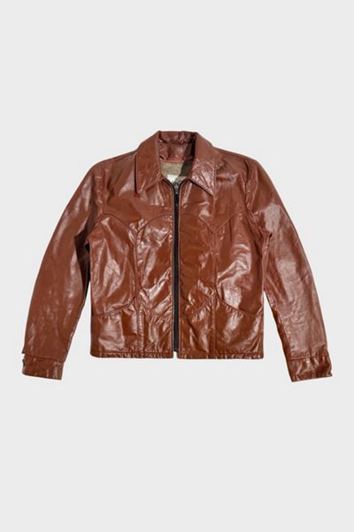 Vintage 1960's Cropped Leather Sherpa Lined Jacket