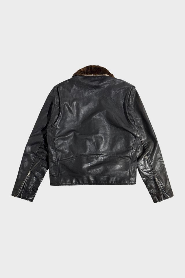 Vintage 1990's Removable Leopard Print Collar Motorcycle Jacket #1