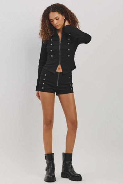 Personal Code Napoleon Military Button Shorts