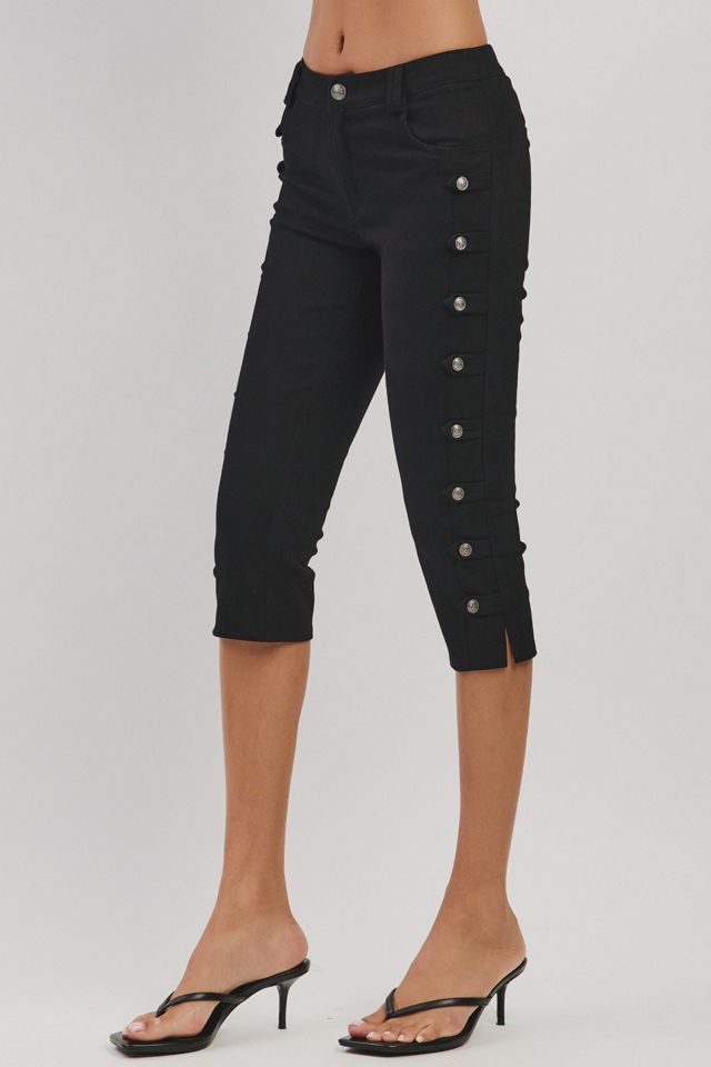 Personal Code Napoleon Military Button Capri Pants #1
