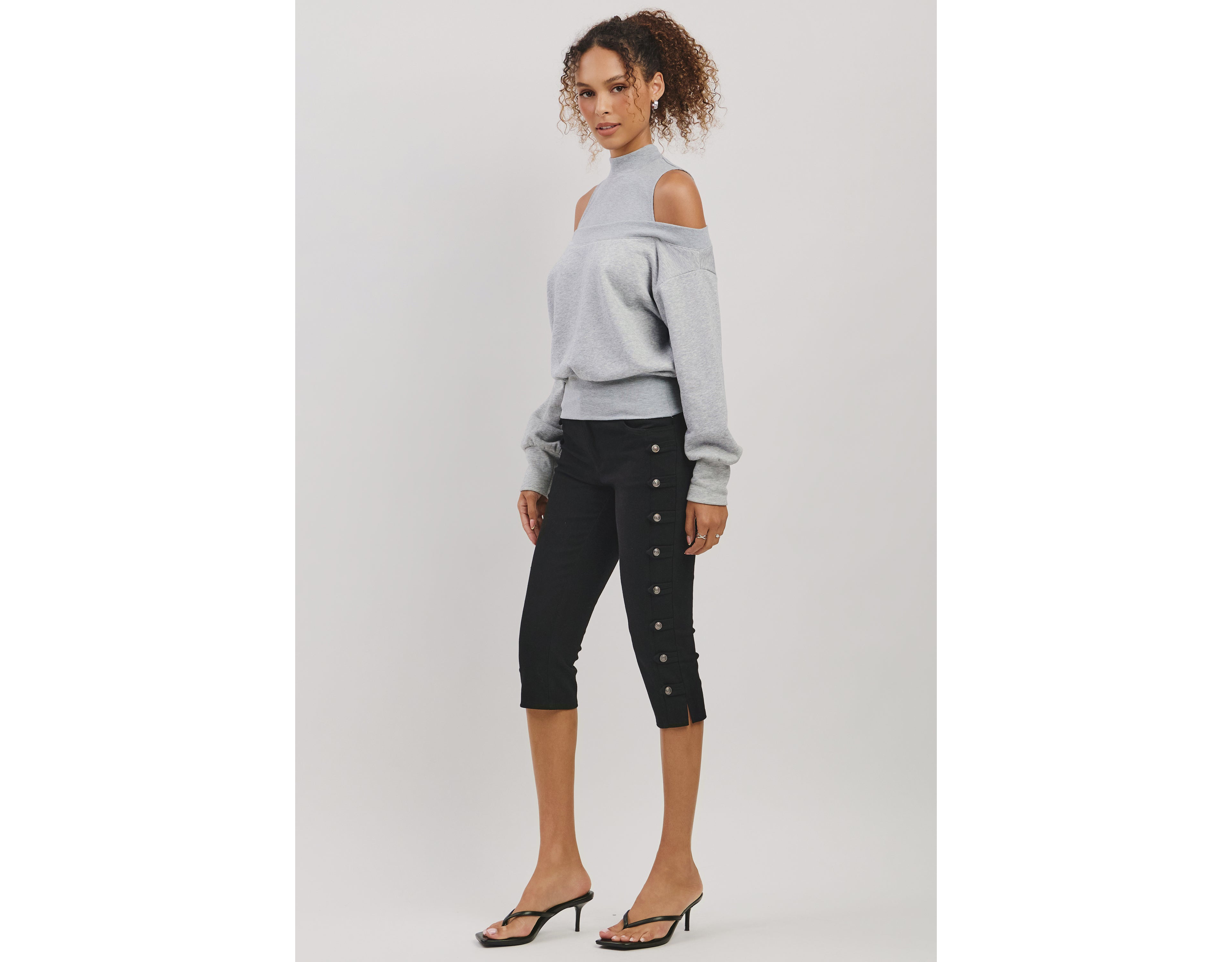 Personal Code Napoleon Military Button Capri Pants
