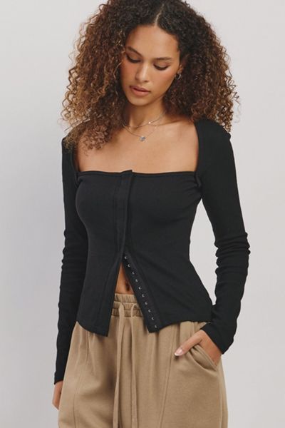 Personal Code Gia Ribbed Hook & Eye Top