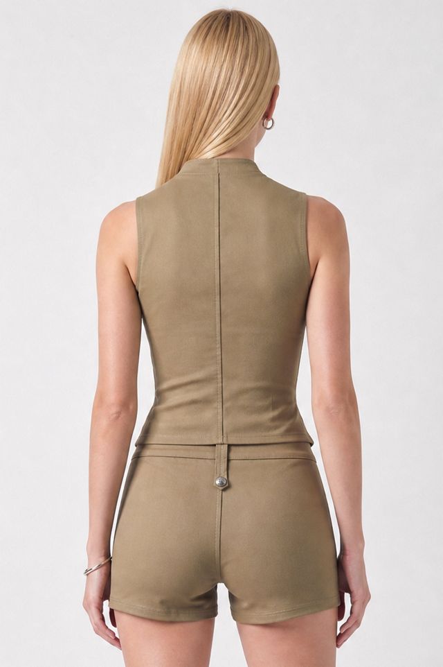 Personal Code Napoleon Military Button Sleeveless Zip Up Top #4