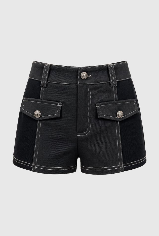Personal Code Napoleon Military Button Ribbed Shorts #1