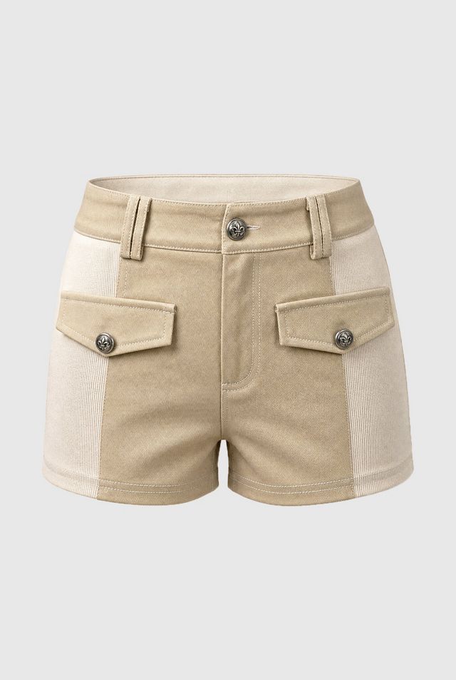 Personal Code Napoleon Military Button Ribbed Shorts #1