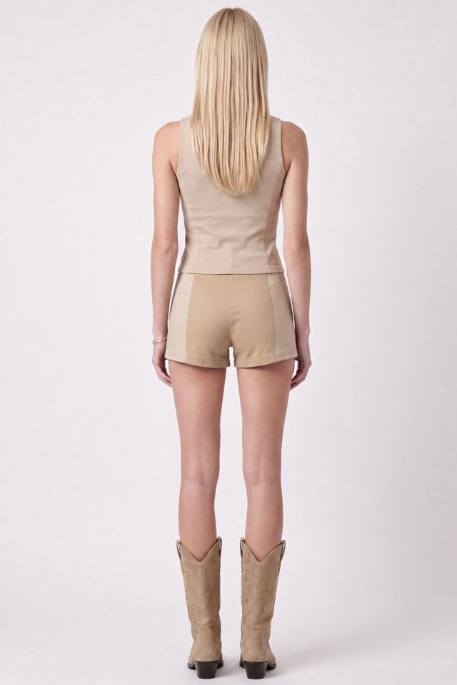 Personal Code Napoleon Military Button Ribbed Shorts #3