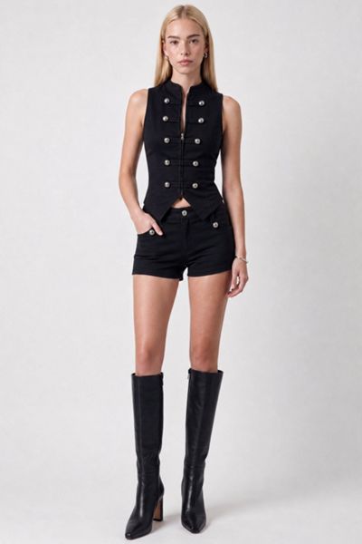 Personal Code Napoleon Military Button Tab Shorts