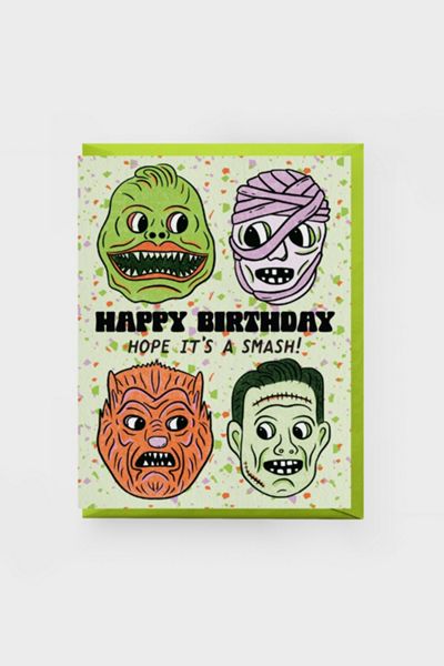 Boss Dotty Monster Mask Birthday Card