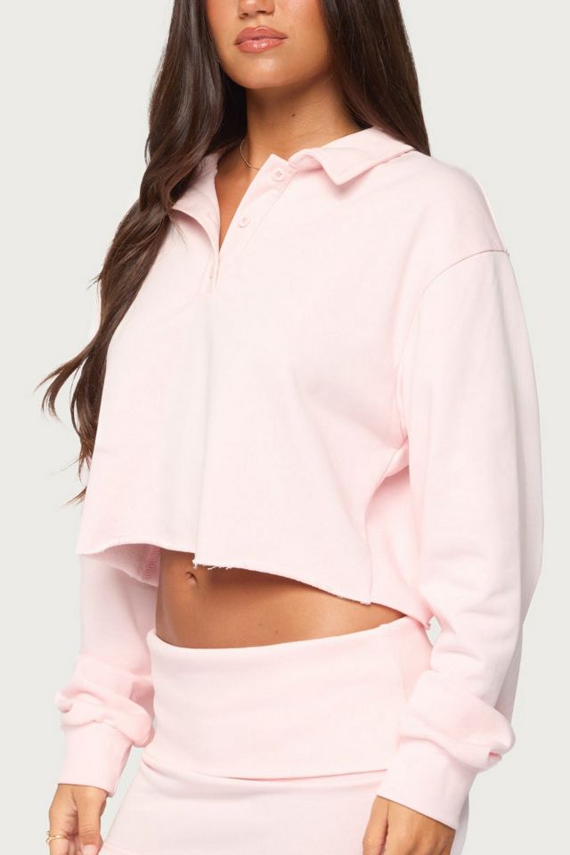Edikted Cello Cropped Polo Sweatshirt #2