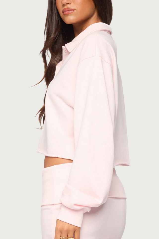 Edikted Cello Cropped Polo Sweatshirt #4