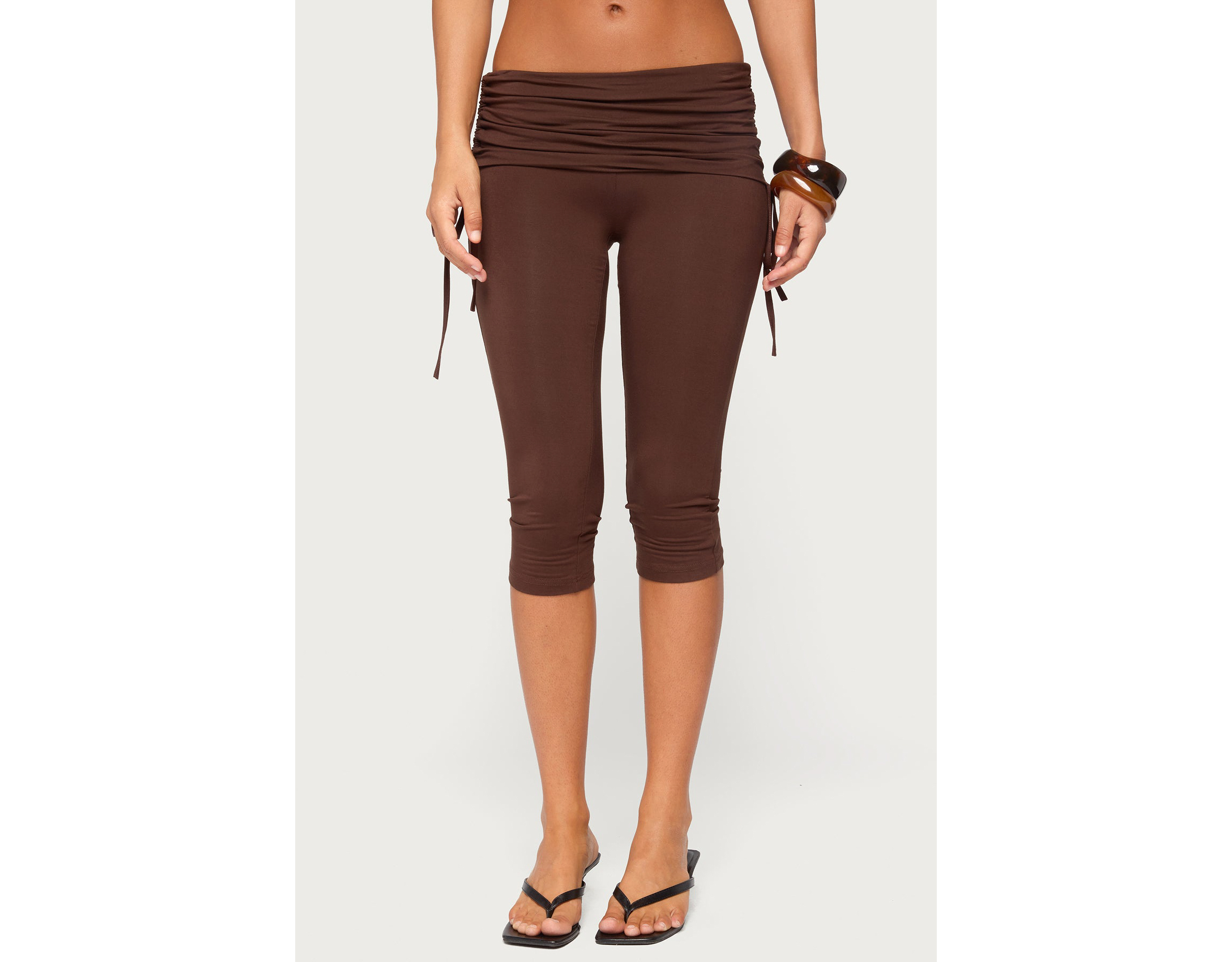 Edikted Bardi Drawstring Foldover Capri Pants