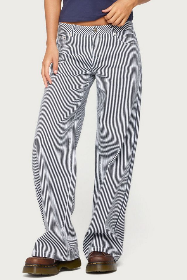 Edikted Daja Striped Low Rise Baggy Jeans #3