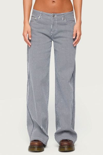 Edikted Daja Striped Low Rise Baggy Jeans