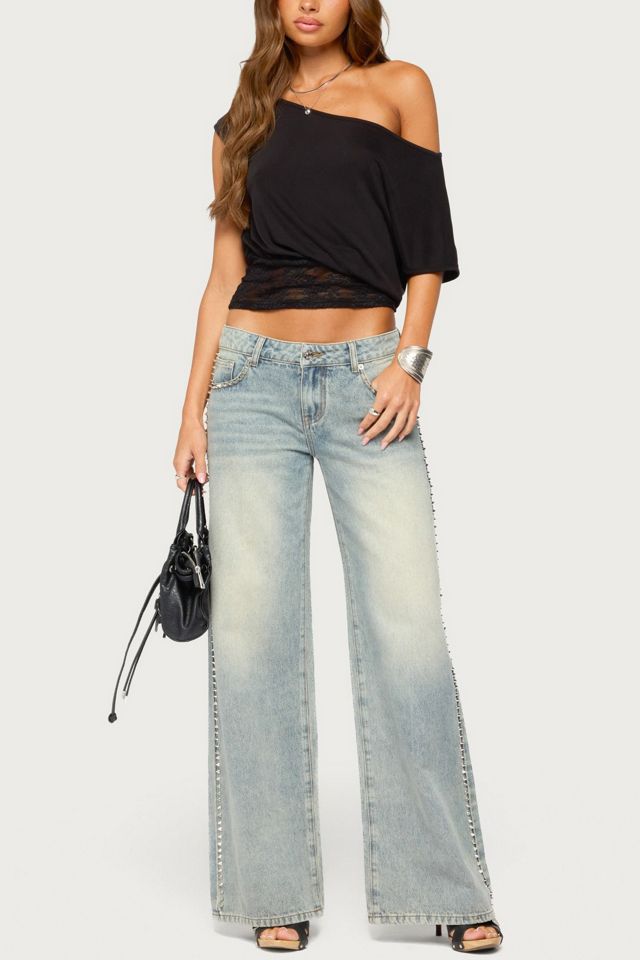 Edikted Teala Studded Low Rise Baggy Jeans #1