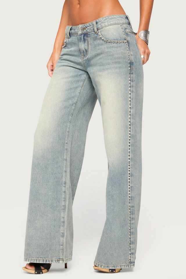 Edikted Teala Studded Low Rise Baggy Jeans #3
