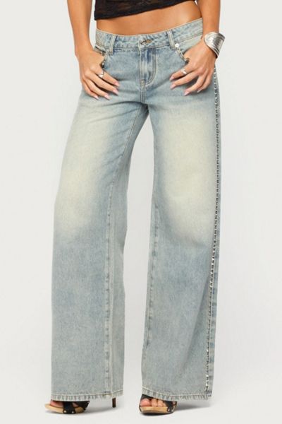 Edikted Teala Studded Low Rise Baggy Jeans