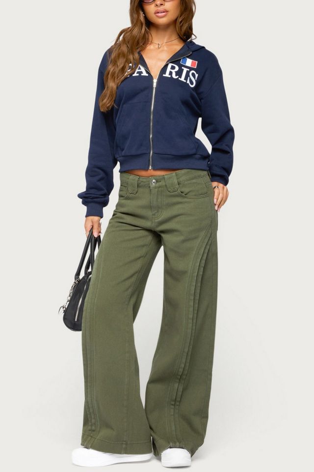 Edikted Pascale Stitched Low Rise Wide Leg Jeans #1