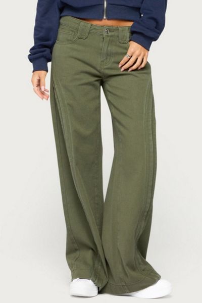 Edikted Pascale Stitched Low Rise Wide Leg Jeans