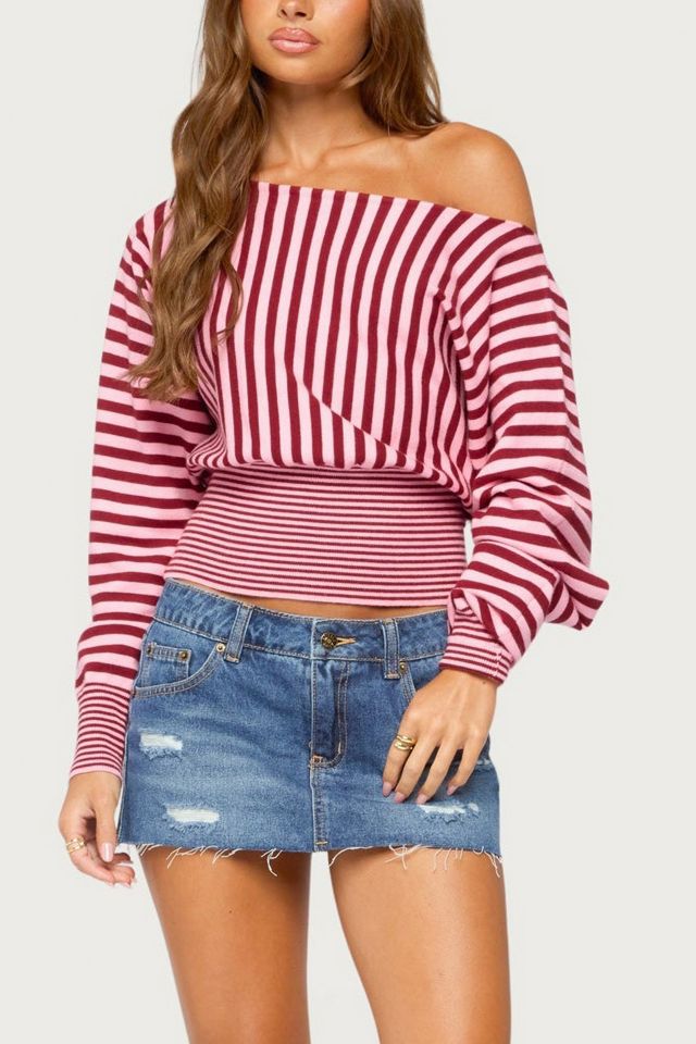 Edikted Brida Striped Off Shoulder Sweater #3