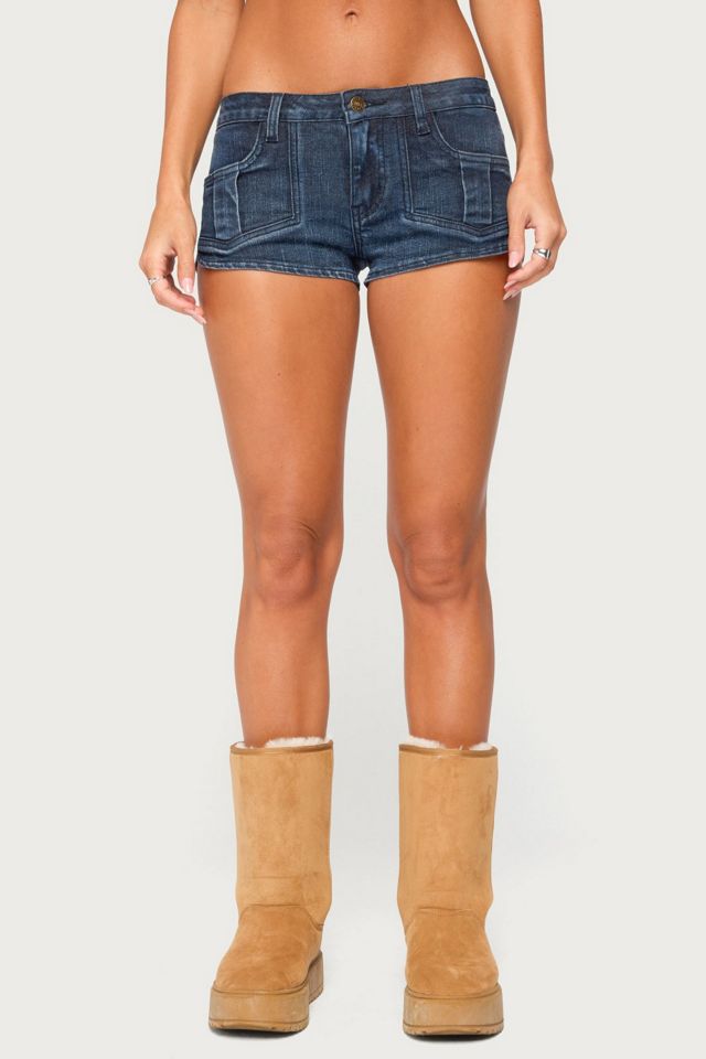 Edikted Janel Washed Denim Micro Shorts #1