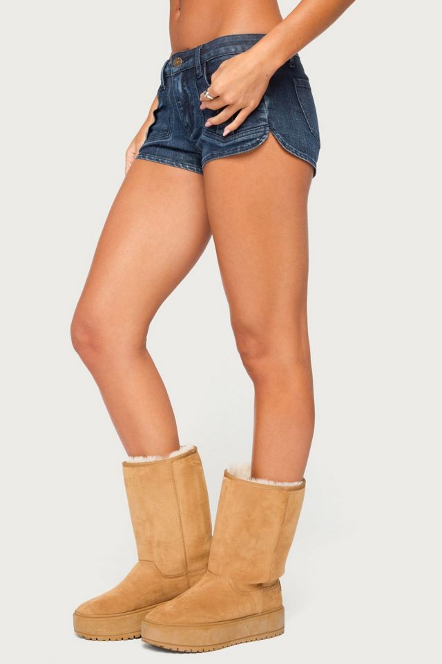 Edikted Janel Washed Denim Micro Shorts #2
