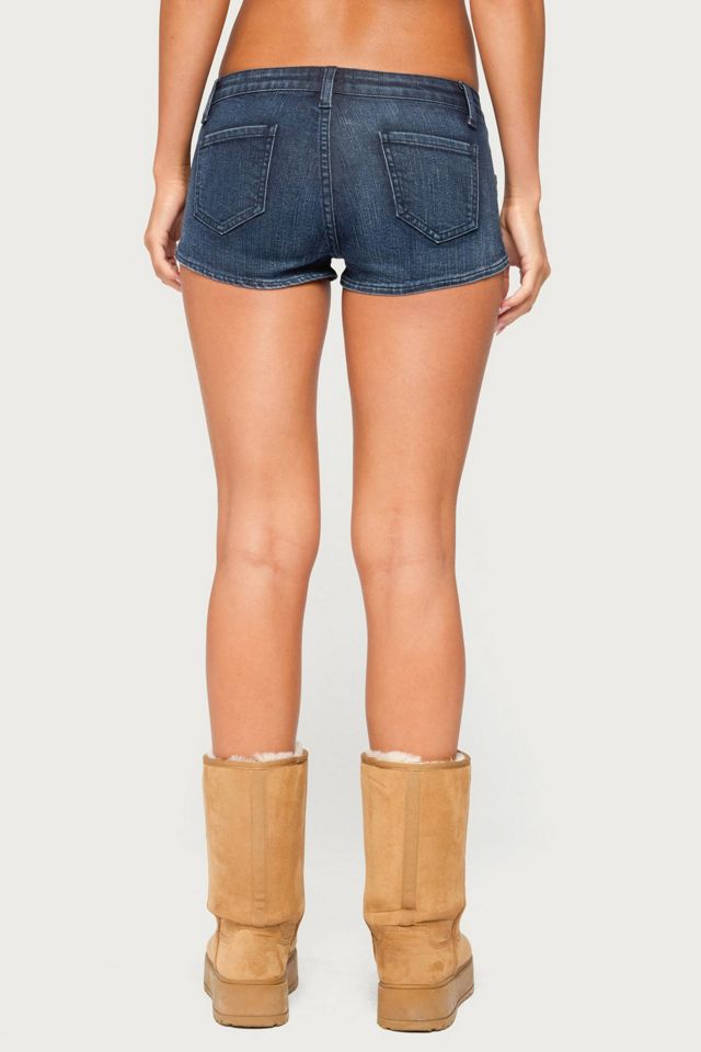Edikted Janel Washed Denim Micro Shorts #3