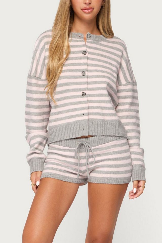 Edikted Abra Striped Knit Shorts #1