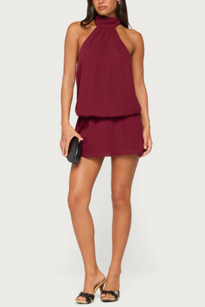 Edikted Laira Chiffon High Neck Mini Dress