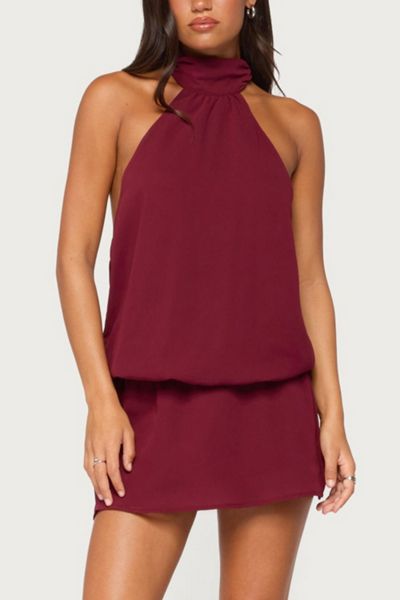 Edikted Laira Chiffon High Neck Mini Dress
