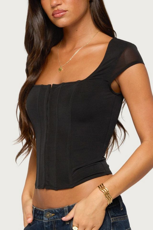 Edikted Airlie Hook & Eye Mesh Corset #2