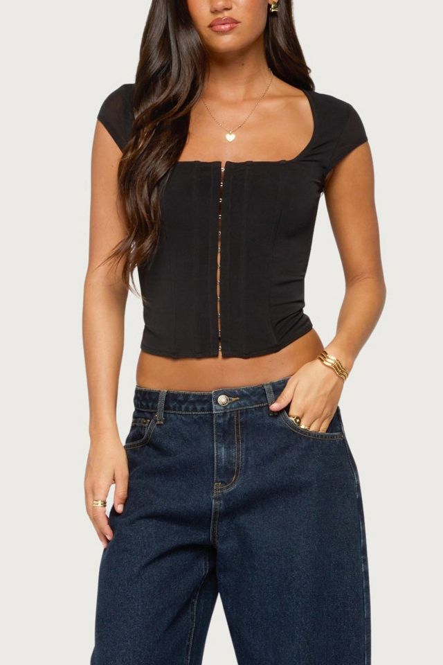 Edikted Airlie Hook & Eye Mesh Corset #3