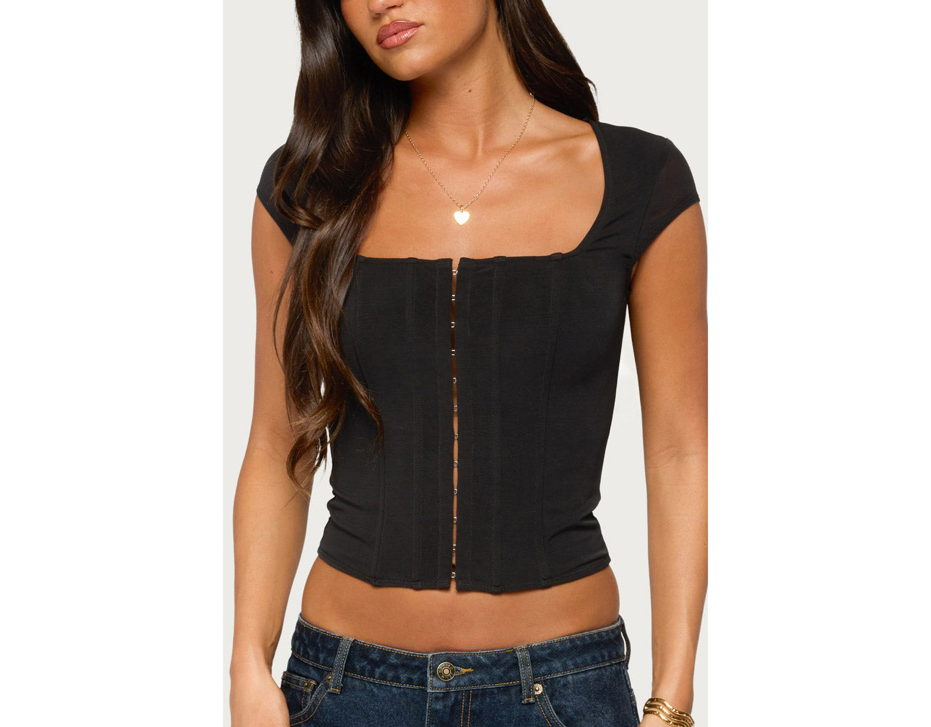 Edikted Airlie Hook & Eye Mesh Corset