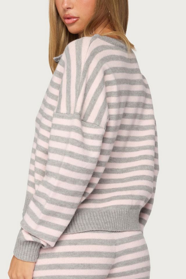 Edikted Abra Striped Knit Button Up Cardigan #4
