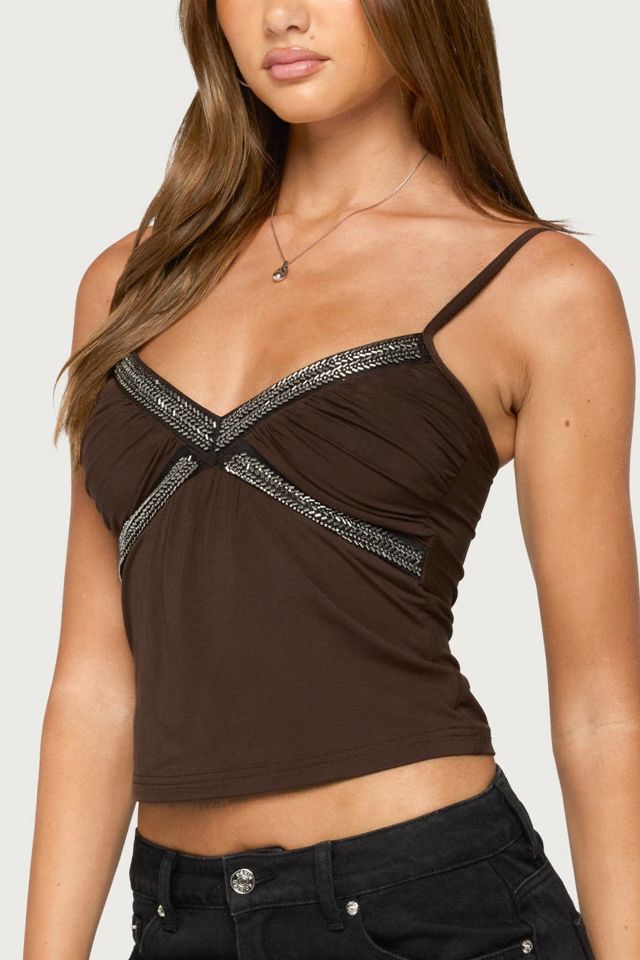Edikted Aika Beaded Ruched Tank Top #2