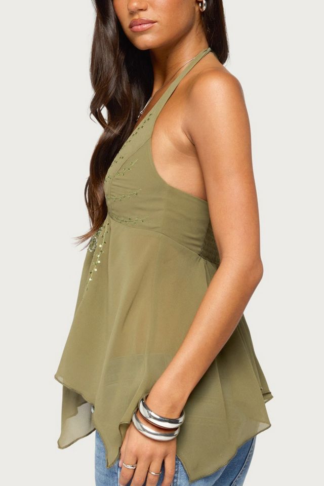 Edikted Bodie Sequin Chiffon Handkerchief Top #4