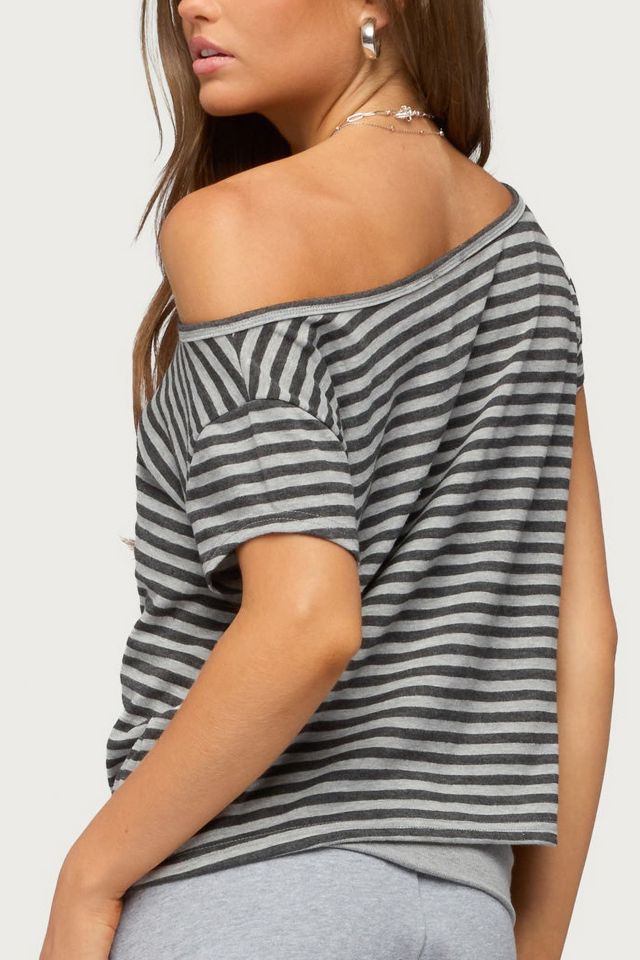 Edikted Chanelle Off Shoulder Striped Top #4