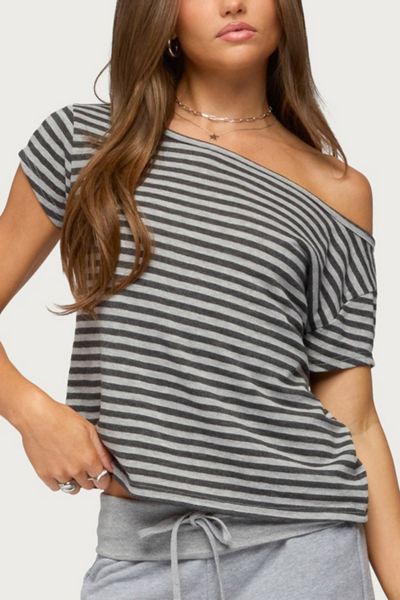 Edikted Chanelle Off Shoulder Striped Top