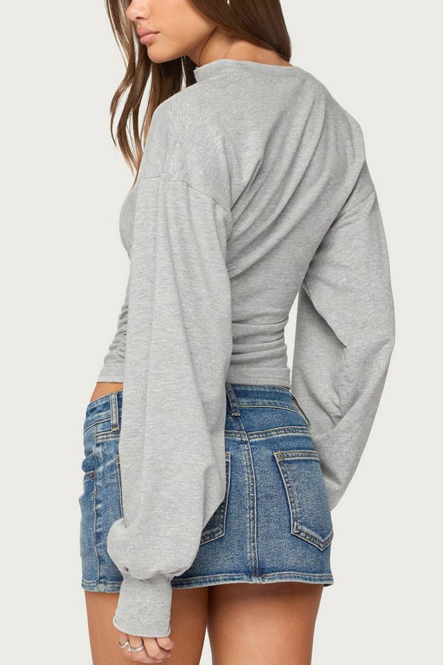 Edikted Diya Long Puff Sleeve Henley Top #4